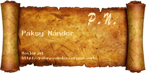 Paksy Nándor névjegykártya
